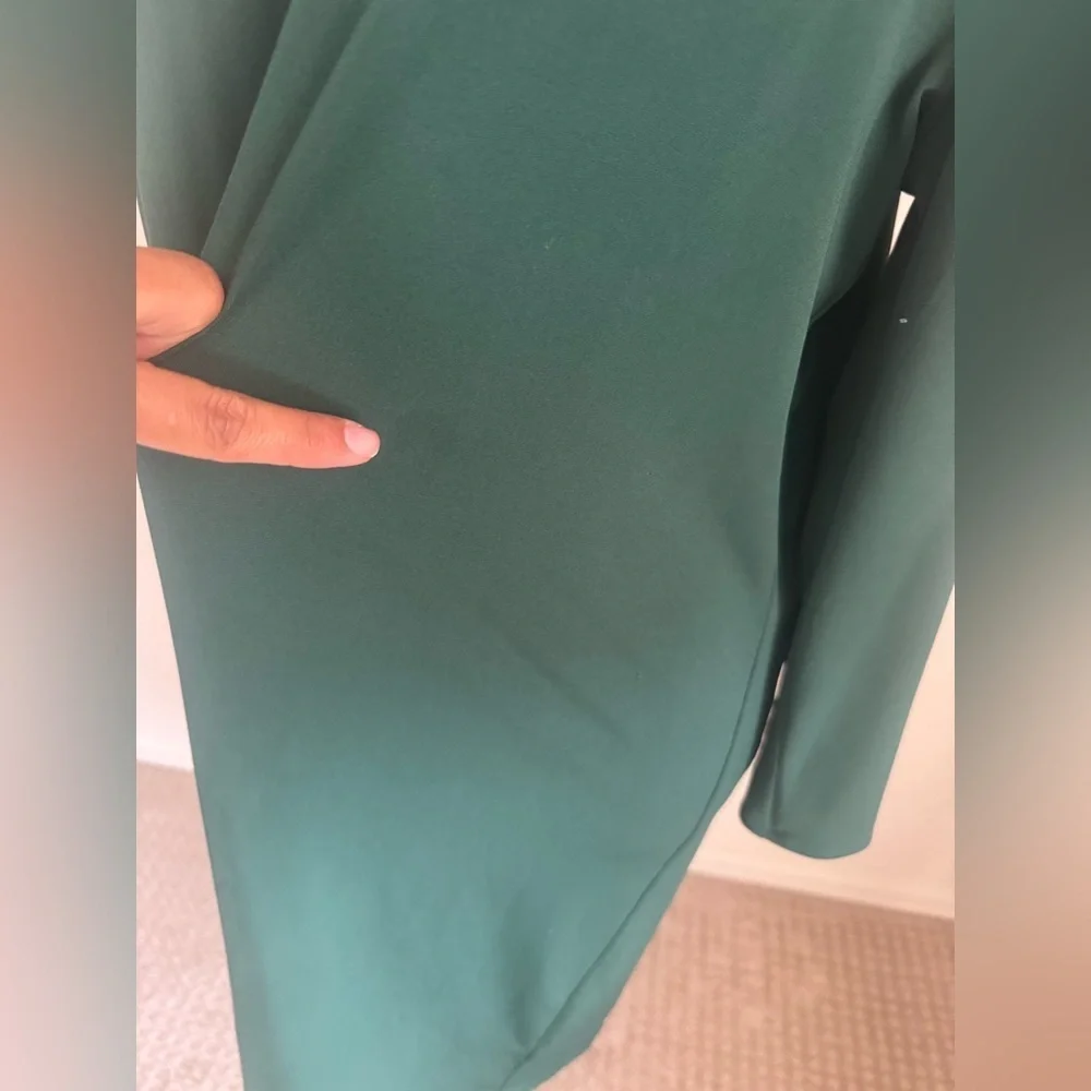 Michael Kors Green V-Neck Dress 3/4 Sleeve Gold Detail Women’s Size XL